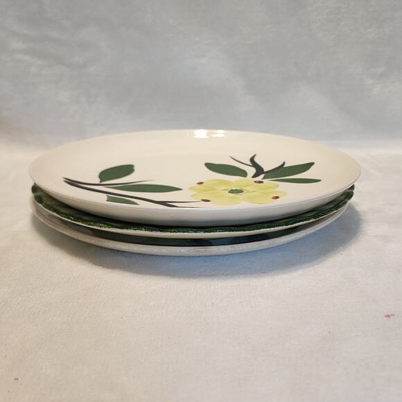 Vtg Blue Ridge Southern Potteries 3 Chartreuse 9" Dinner Plates Hand Painted - Picture 8 of 16